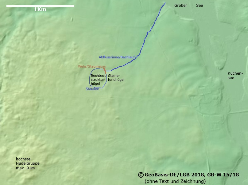 Der Steinefundhügel könnte eine Sanddüne sein, dann wurden alle Steine durch Menschen eingetragen.